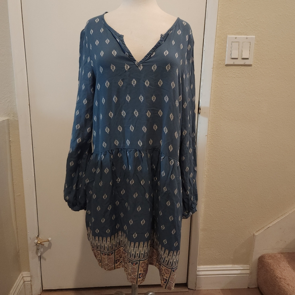 Bohemian Blue Patterned Dress